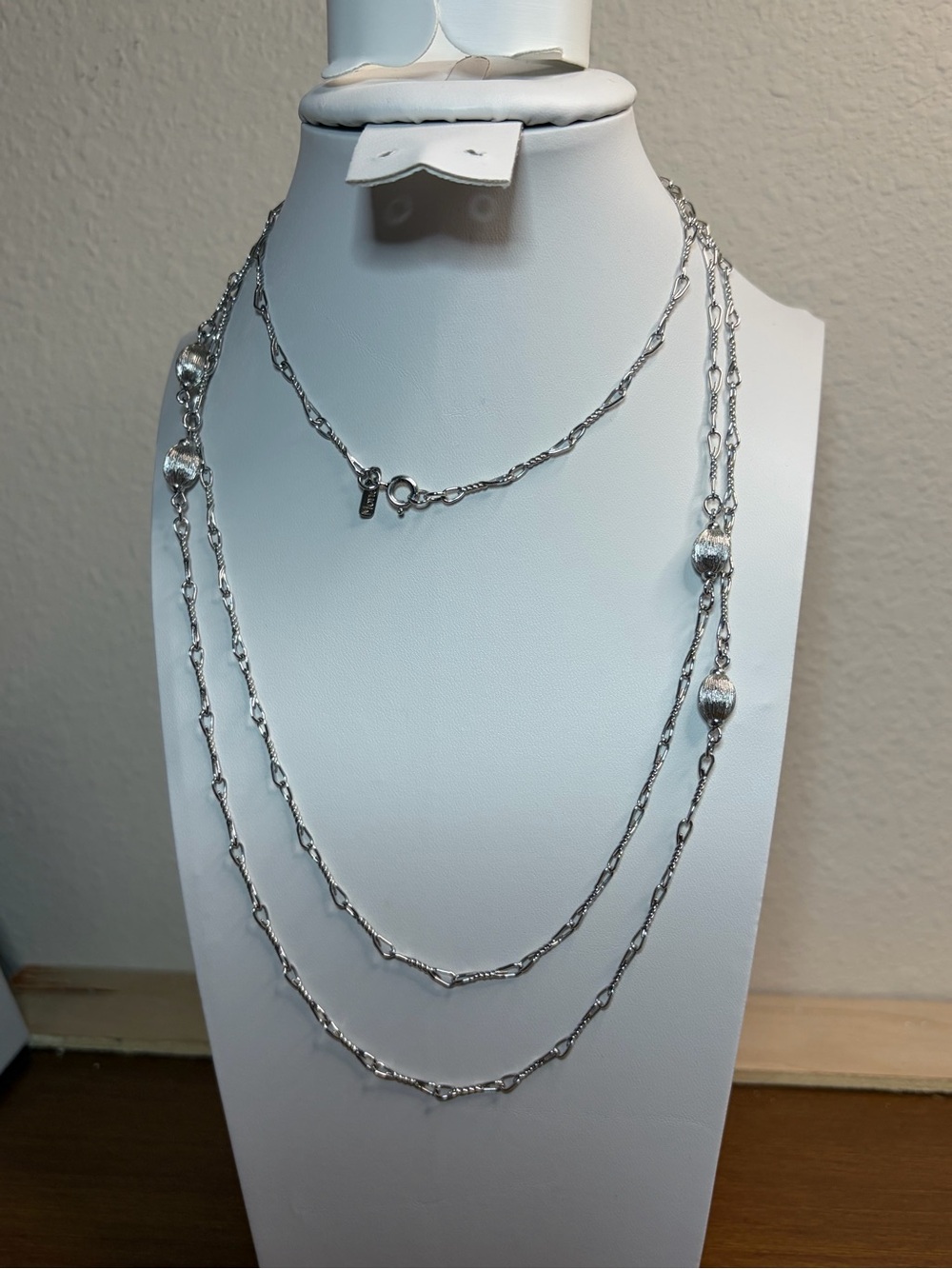 202 Monet Single Strand Silver-Tone 54” Necklace with Bead Accents